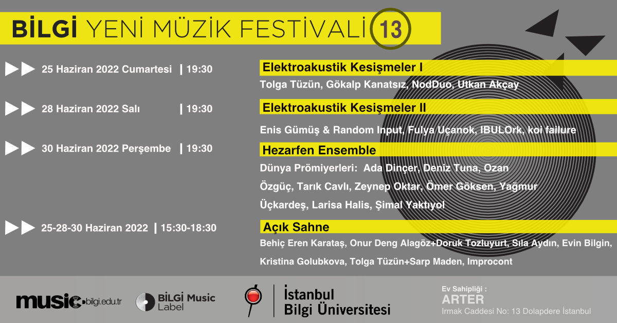 BİLGİ Yeni Müzik Festivali 13 Programı